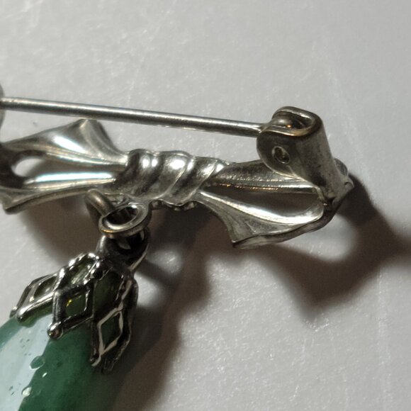 May Birthstone Aventurine Chard Gemstone Brooch with cute Bow Friendship gift - Picture 6 of 9